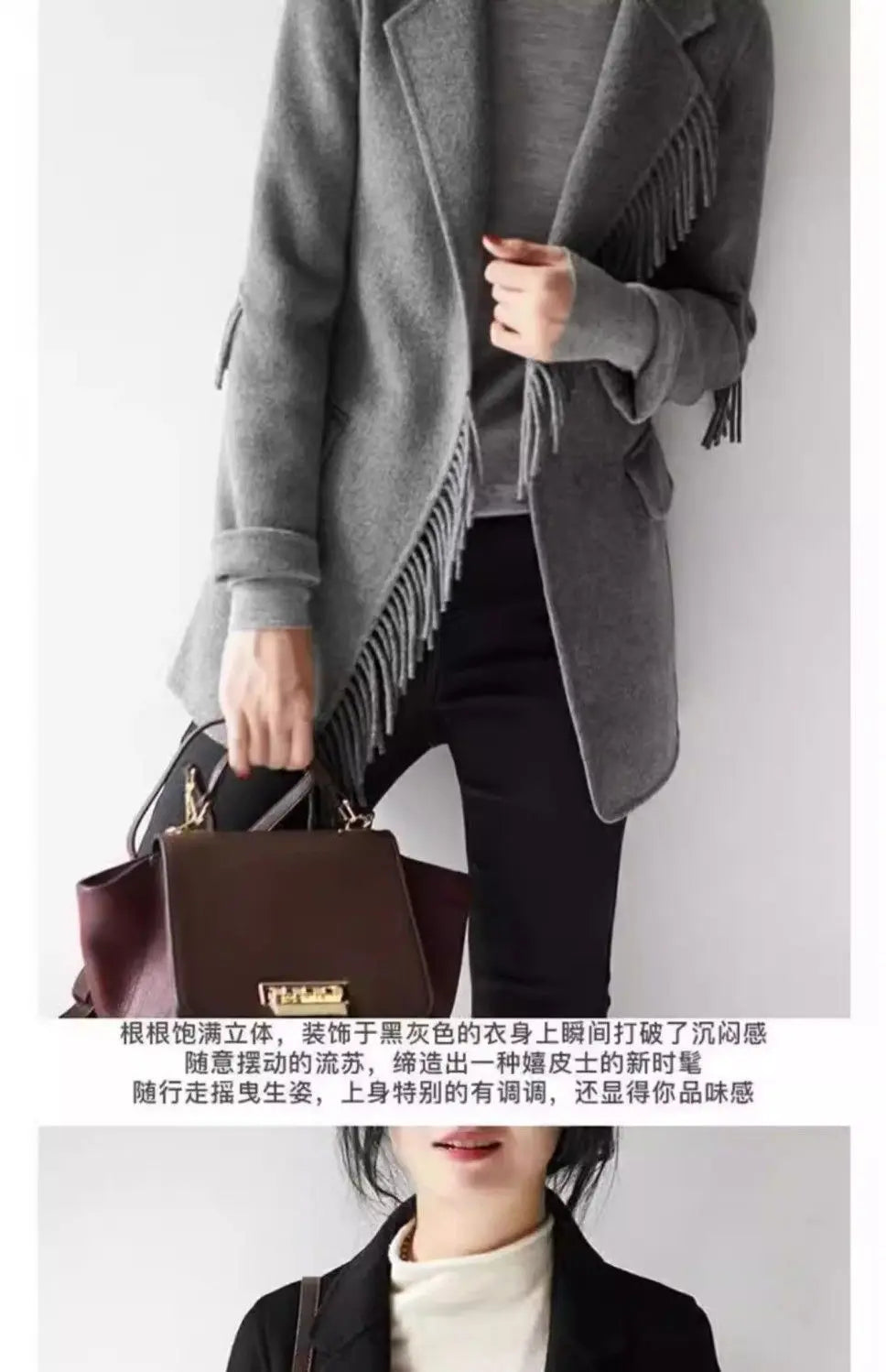 2025 neue Herbst Winter Wolle Mantel Frauen Windjacke Jacke Baumwolle Oberbekleidung Quaste Woolen Anzug Kleidung Weibliche Strickjacke.