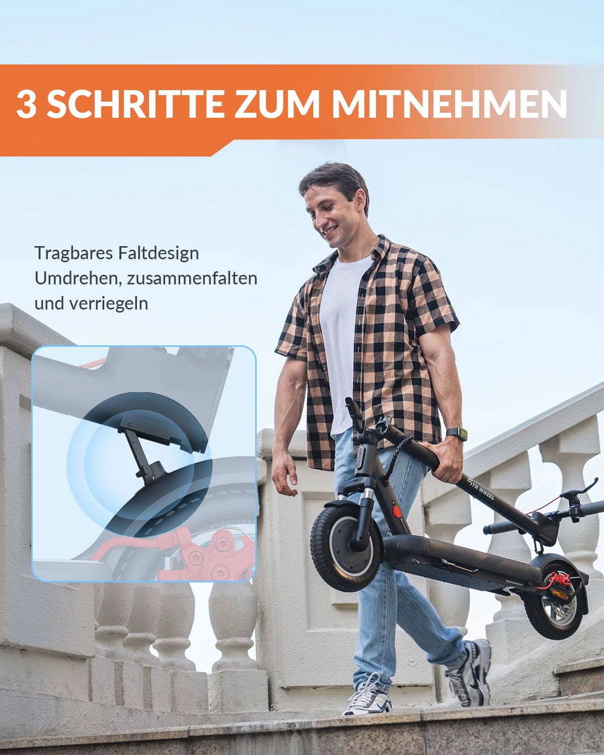 5TH WHEEL ES14 ABE Adult E-Scooter 400W Motor 48V 7.5AH  City Electric Scooter 10" Solid Tires Foldable Electric Scooter.