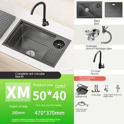 Stainless Steel Hidden Sink Bar Kitchen Sinks Small Single Slot with Lid Touring Car Multifunctional Wash Basin Balcony Garden