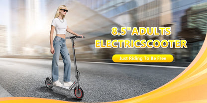 Dual Brake Electric Scooter with Seat Storage Bag 350W Powerful Motor Fast Speed 31KM/H on APP 36V 8.5 Inch Tire Adults Escooter.