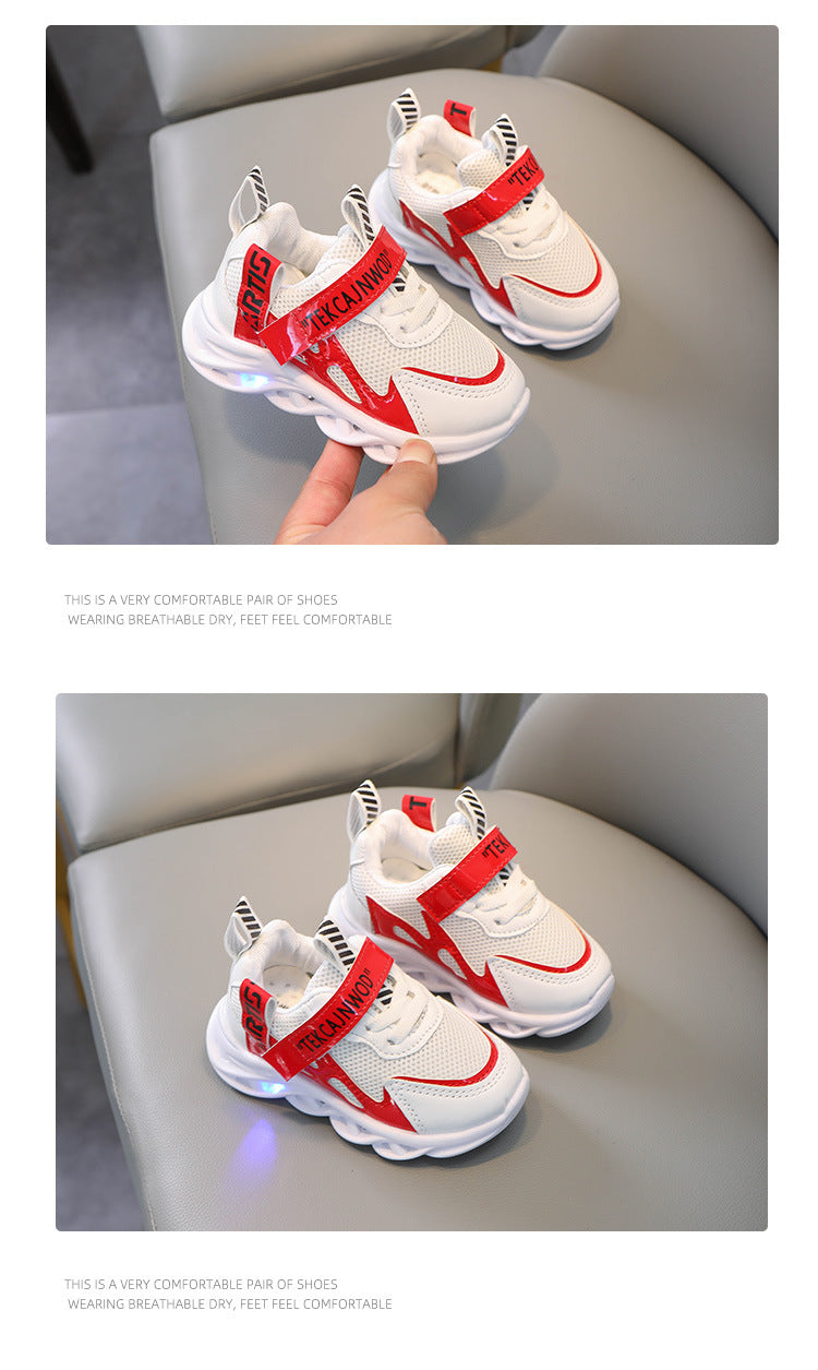 New LED Children Glowing Shoes Baby Luminous Sneakers Boys Lighting Running Shoes  Kids Breathable Mesh Sneakers.