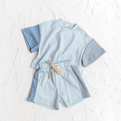2023 sommer Neugeborenen Baby Jungen Mädchen Übergroßen Strampler Kleidung 0-24M Patchwork Farbe Baumwolle Kurzarm Body Grundlegende overalls