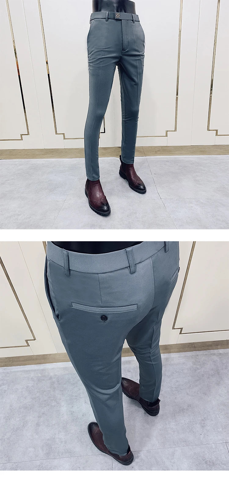 Men Suit Pants Dress Pantalone Hombre Stretch Slim Formal Trousers Calça Masculina Solid Color Casual Pants Fashion Men Clothing
