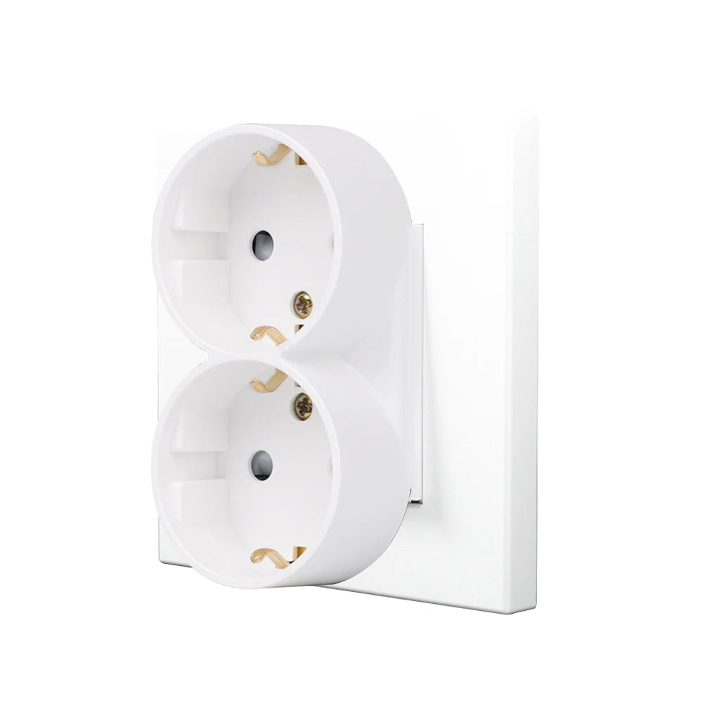 EU-Wand-Doppelsteckdosen, 110–250 V, 16 A, Dual-Steckdosen für Zuhause, Büro, elektrischer Stecker, 86 mm, Kunststoffplatte, Weiß, Schwarz, Grau, Gold.