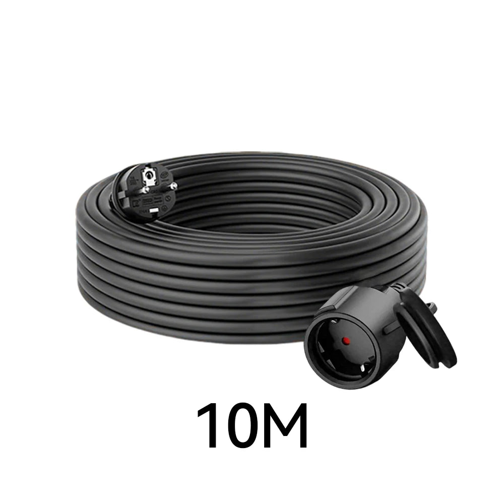 IP44 Waterproof Extension Cord for Outdoor, 3m/5m/10m Schuko Power Cable, 2500W with Seal Cap, Camping Garden Use, white/black.
