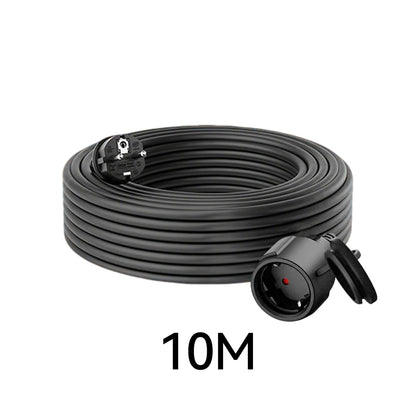 IP44 Waterproof Extension Cord for Outdoor, 3m/5m/10m Schuko Power Cable, 2500W with Seal Cap, Camping Garden Use, white/black.