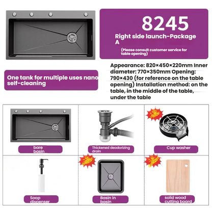 Kitchen Sink Stainless Steel Rice Grain Pattern Multifunctional Wear and Stain Resistant Large Single Slot Wash Dish Basin