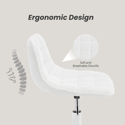 WOLTU Drehbarer Bürostuhl aus Samt, Make-up-Arbeitsstuhl, Ankleidehocker mit Rückenlehne, höhenverstellbarem, gepolstertem Sitz