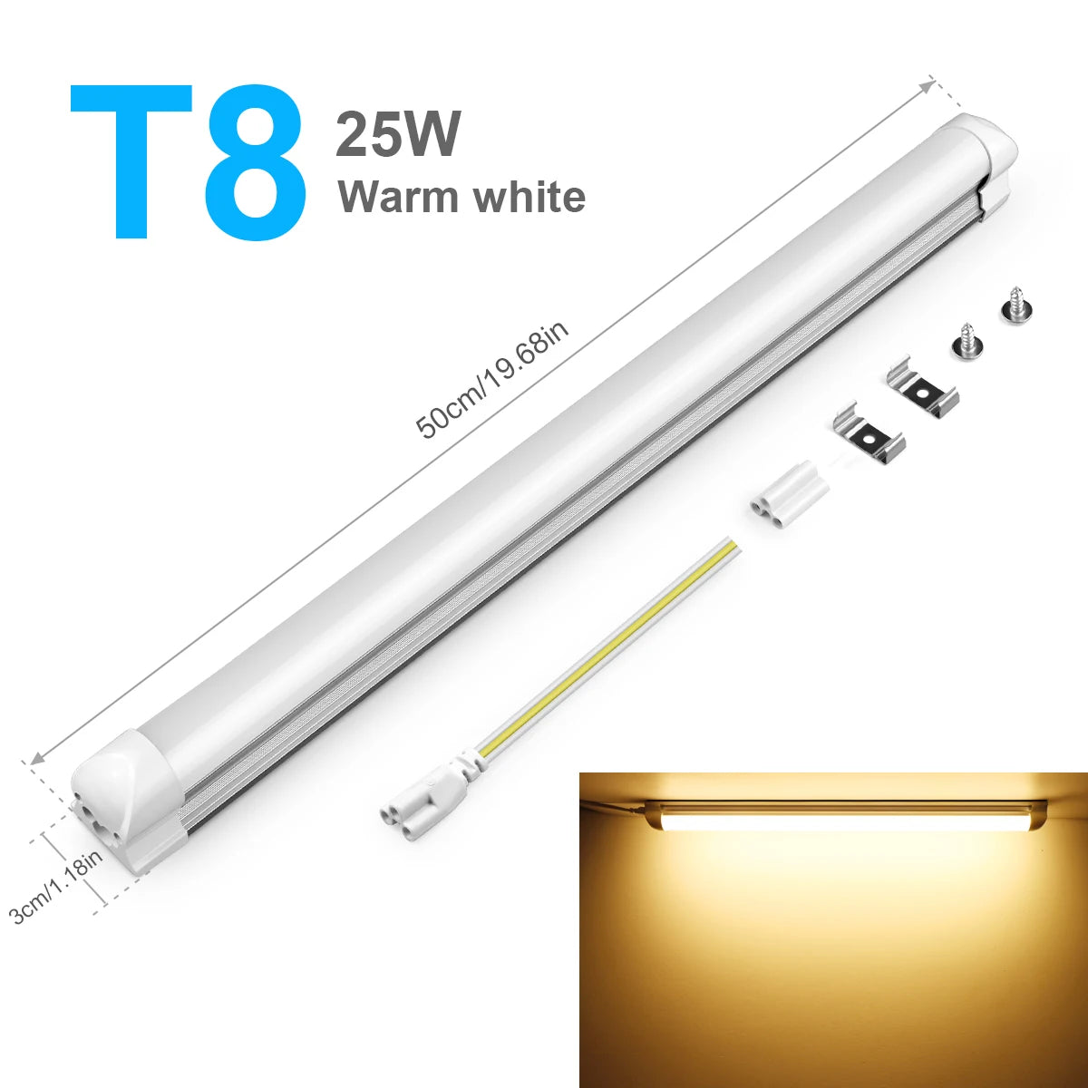 Hospital Garage Lighting Super Bright LED light tube T5 (85-265V /T8 (Only 220V) -1 Lamp Bulb with Screws Ceiling Mounted.
