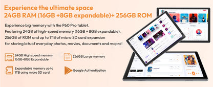 XGODY P60 Pro Android 15  256GB Tablet PC 10 Zoll ultra-klares 90Hz Display 24GB(8+16) 256GB 8000mAh Akku Tablet.