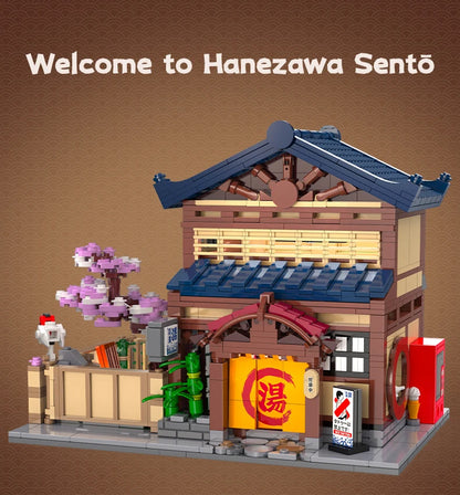 Cada Japanese Sushi HouseBricks Shop LED Japanese Steamed Bun House Building Blocks Summer Cafe cada Toy Street View Series set.