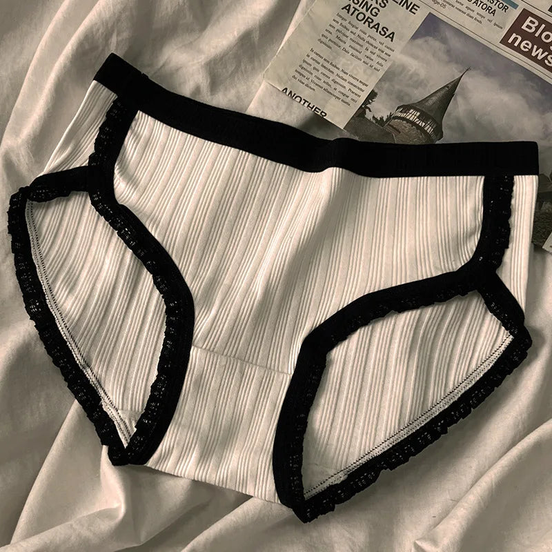 3Pcs/Set Cotton Panties Mid-Waist Women's Underwear Female Breathable Underpants Girls Solid Color Briefs Short Sexy Lingerie.