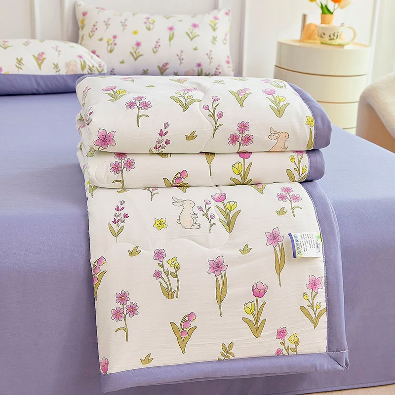 1pc Thin Duvet for Summer Quilt Single/Double/Queen Size Comforter Printed Blanket Home Soft Bedspread edredones (No Pillowcase)