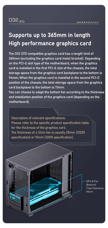 Jonsbo D32 STD/PRO MINI Desktop Case MINI-ITX MATX PC Case Support ATX/SFX Power Supply 240Water Cooling Computer Office Chassis.