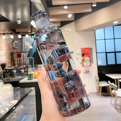 Newest Water Cup Sport Water Bottle With Time Scale Couple Plastic Portable Anti-drop Outdoor Water Bottle.