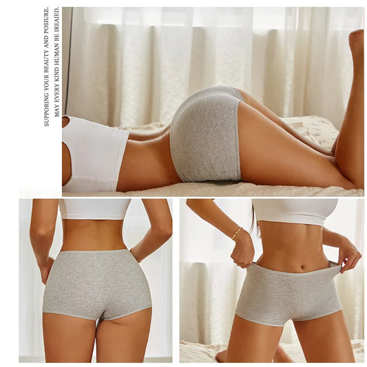 New Women's Panties Cotton Seamless Sports Boxers Underwear Female Solid Color Briefs Cozy Lingerie Intimate Underpants XS-XL.