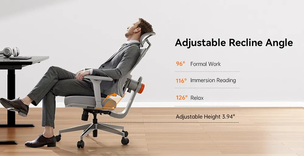 NEWTRAL MAGICH003 Ergonomischer Bürostuhl, automatisch ausgestellte Rückenlehne, verstellbare Sitztiefe der Kopfstütze, 3D-Armlehnenliege