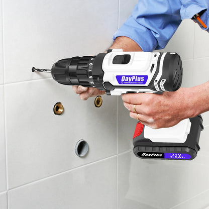 Tragbarer 21-V-Akku-Bohrschrauber-Set, Schlagschrauber mit 1500 mAh Li-Ion-Akku, 25 + 1 Drehmomenteinstellung, 45 Nm