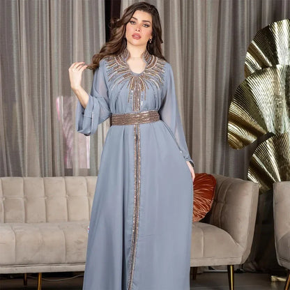Floral Bedruckte Abaya Arabisch Langes Kleid Frauen Muslimischen Marokkanischen Kaftan Robe Golf Jalabiya Dubai Islam Türkei Kleider Ramadan Kleid.