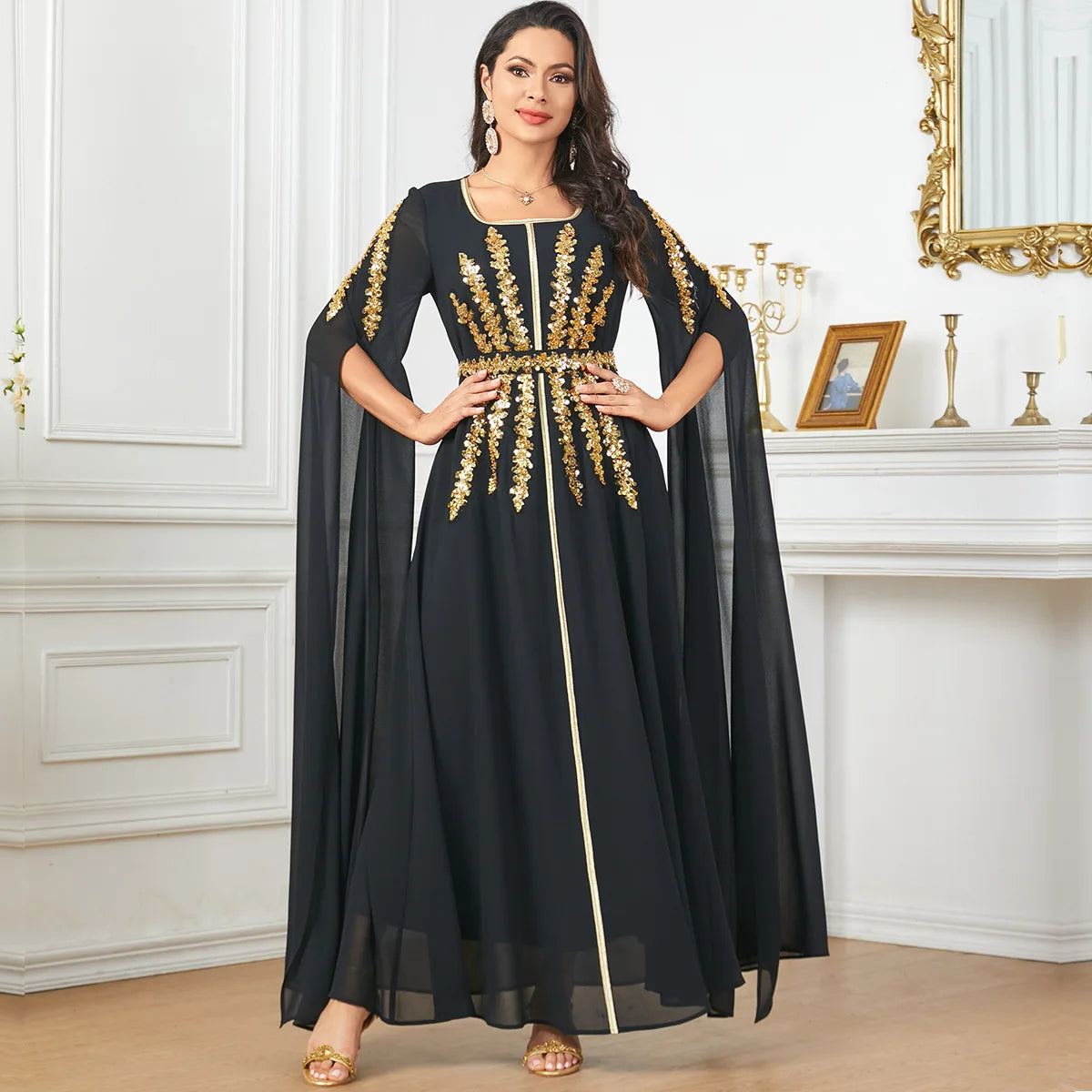 Eid Mubarak Abaya für muslimische Frauen Stickerei Langes Maxikleid Türkei Party Kaftan Arabische Robe Dubai Saudi Islamischer Kaftan Jalabiya