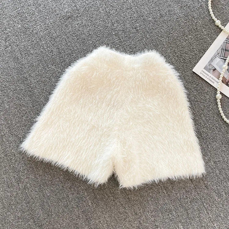 Autumn Winter New Knitted Shorts Women Korean High Waist Bottoms Causal Fashion Warm Sweater Short Femme.