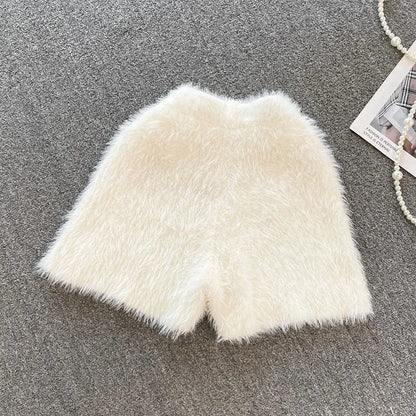 Autumn Winter New Knitted Shorts Women Korean High Waist Bottoms Causal Fashion Warm Sweater Short Femme.