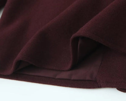 ZBZA Women's Retro Wine Red Cropped Jacket Stand Collar Long Sleeve Buttoned Epaulettes Patch Pocket Coat Fall Winter New Jacket.