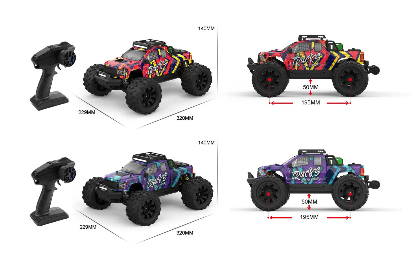 Teeggi 1/14 4WD High Speed Rc Off-road Car 100KM/H Brushless motor 3S Remote Control Truck Drift Racing Cars Toys For kid Gifts
