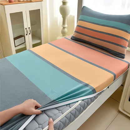 WOSTAR Geometric printed mattress protector cover with zipper fully enclosed single bed sheet pure cotton protection pad 90x190.