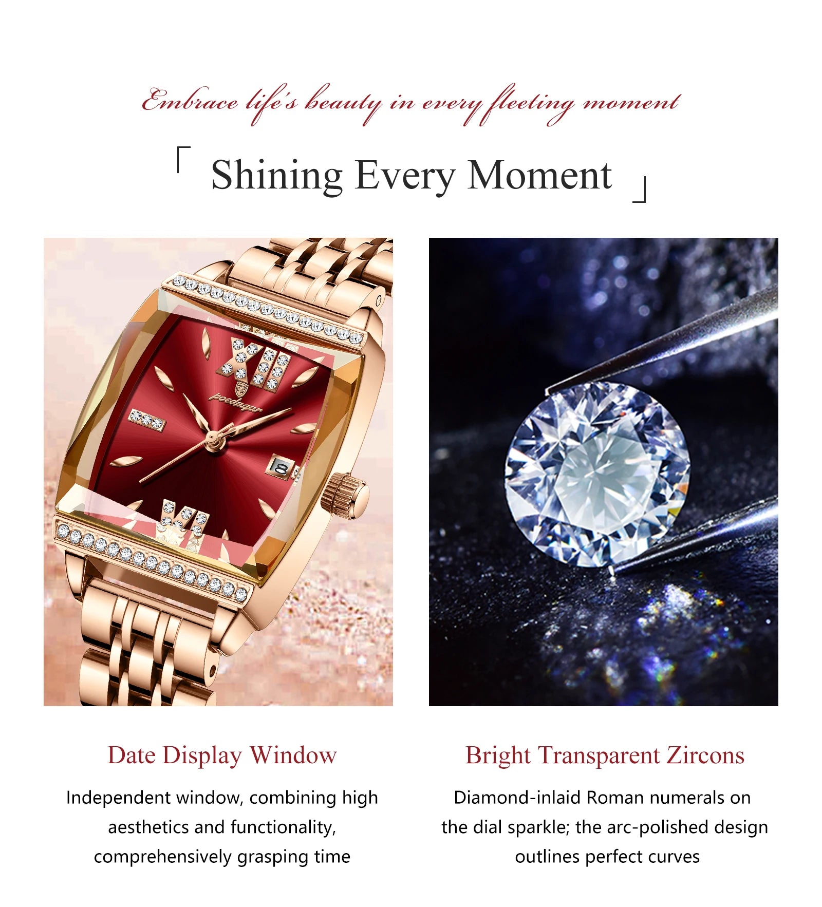 POEDAGAR Diamond Luxury Watch For Woman High Quality Waterproof Date Ladies Quartz Watch Stainless Steel Women Watches Reloj+Box.