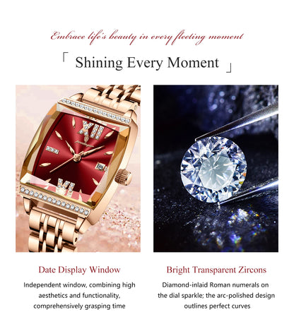 POEDAGAR Diamond Luxury Watch For Woman High Quality Waterproof Date Ladies Quartz Watch Stainless Steel Women Watches Reloj+Box.