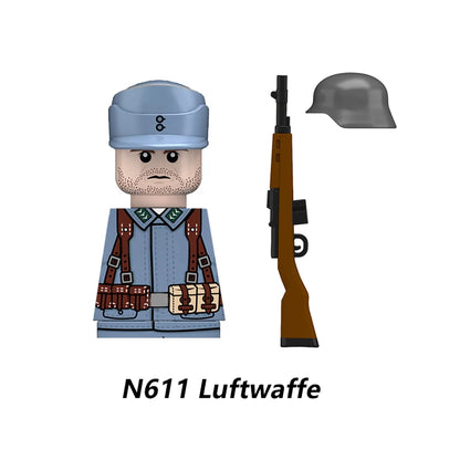 Military WWII Figure Building Blocks Accessories MP40 Rocket Launcher MG42 Officer Army Camouflage Soldier Pzf 98K Toy Gift N029