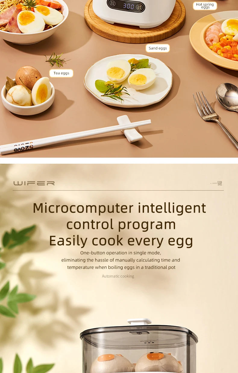 300W Electric Egg Boiler Breakfast Machine Multicooker Steamer Automatic Egg Cookers Home Egg Custard Steaming Cooker with Timer.