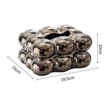 Geometry Tissue Box Cover Decorative Facial Tissue Holder Case Container for Bedroom Tissue Box Covers Rectangular Ceramic