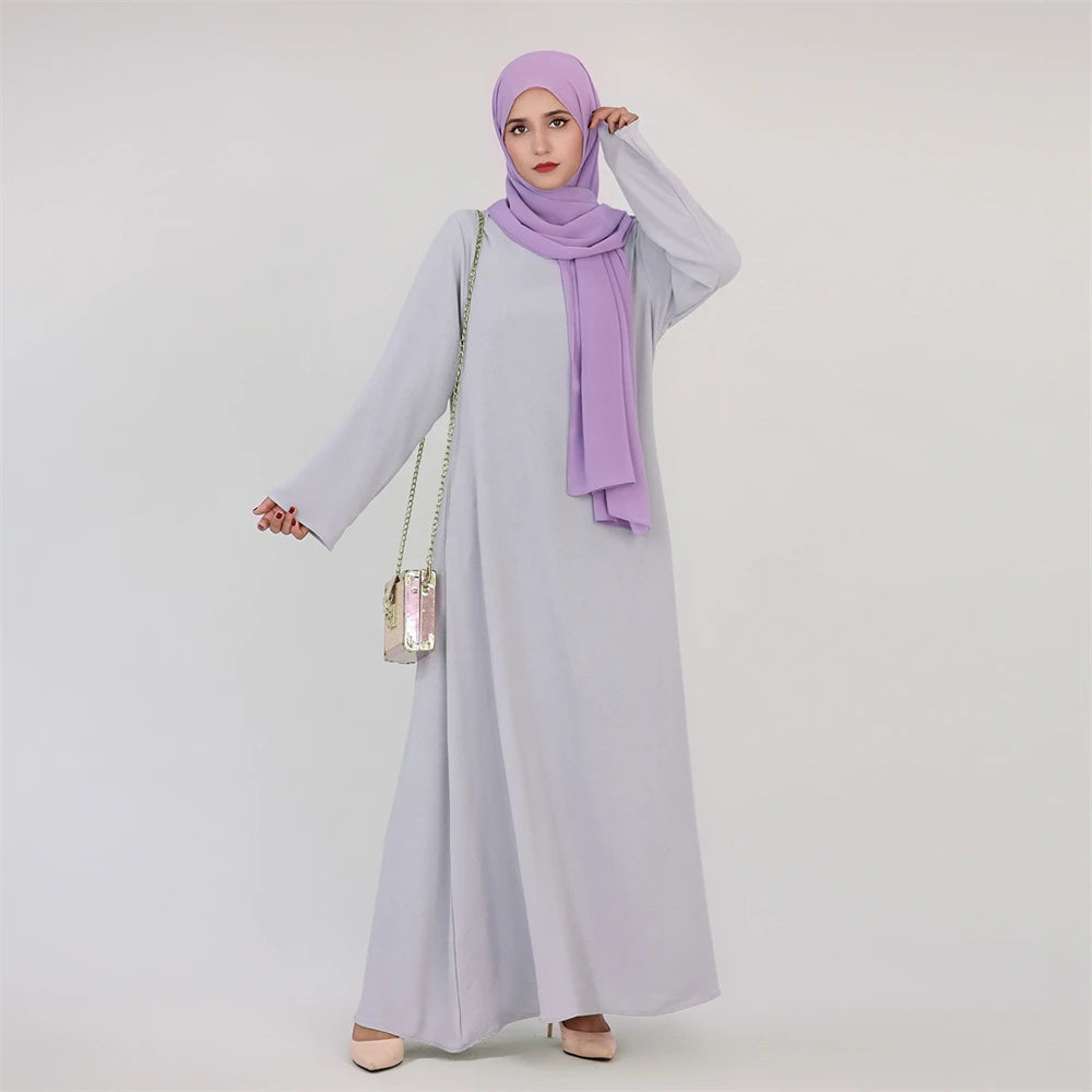 Ramadan Eid Solid Linen Dubai Abaya Turkey Islam Muslim Modest Dress Kaftan Prayer Clothes For Women Kebaya Robe Femme Musulmane
