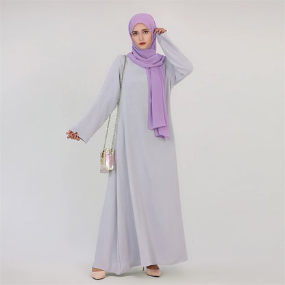 Ramadan Eid Solid Linen Dubai Abaya Turkey Islam Muslim Modest Dress Kaftan Prayer Clothes For Women Kebaya Robe Femme Musulmane