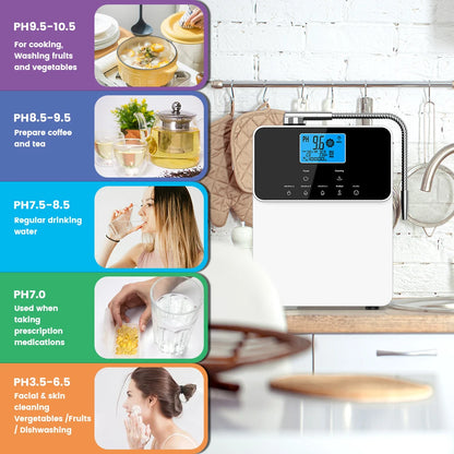 CAWOLO 11 Plates Platinum Coating Alkaline Water Ionizer Machine Household PH 4.5~10.5 Alkaline Acid Water Ionizer for Home.
