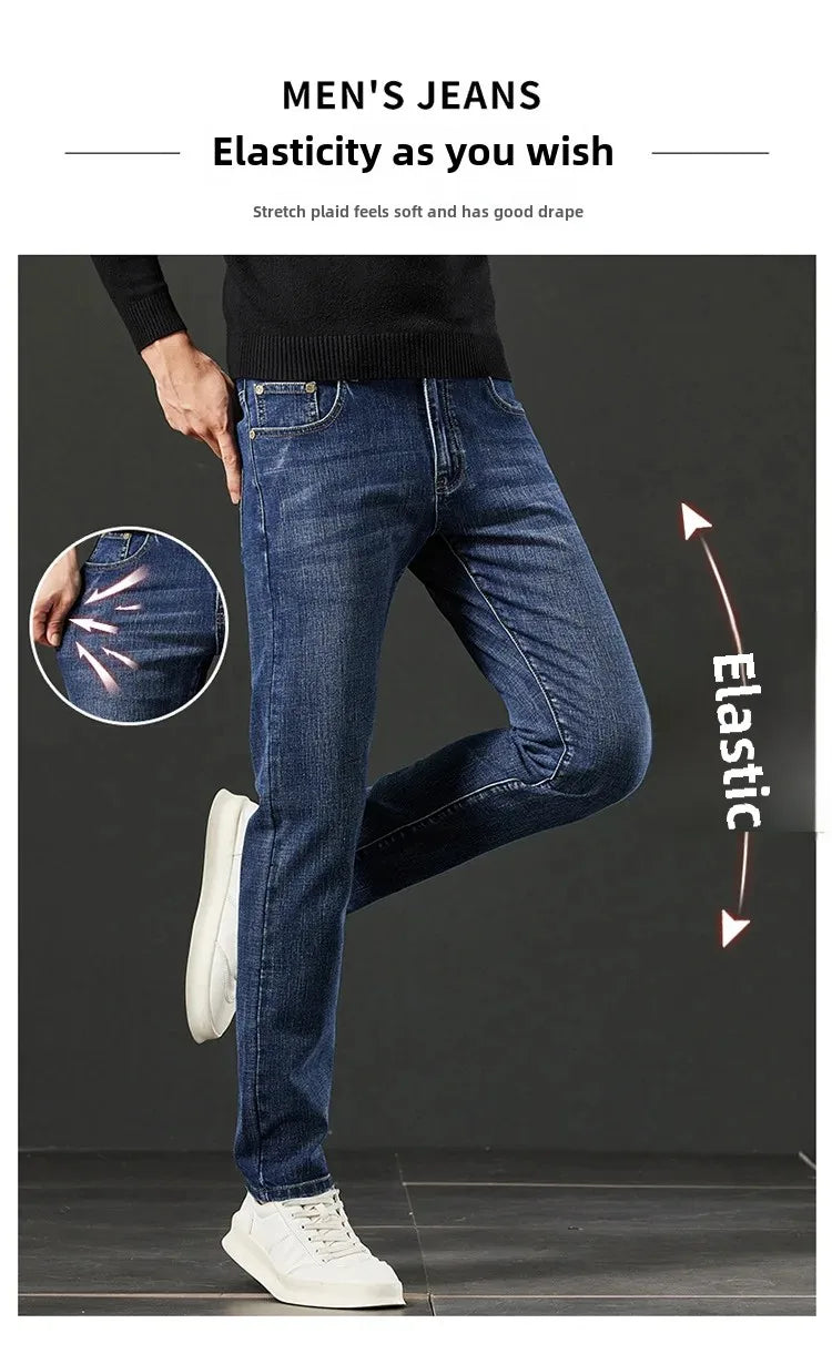 Lee Dex Jeans Men's Autumn/winter New Loose-fit Straight-leg Versatile Mid-age Men's Wear Business Casual Long Pants.