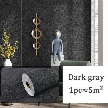 10 m 3D verdickte selbstklebende Tapete Leinen schlicht Kieselalgen Schlamm Wandaufkleber Farbe Dekor Renovierung Antikollision Home Decor