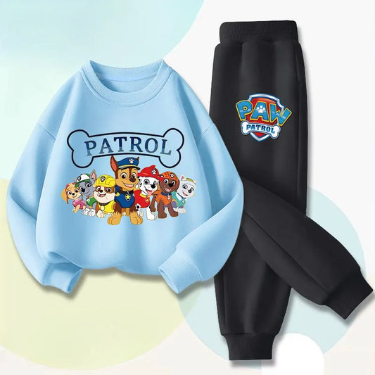 PAW Patrol Boys Long Sleeved Pullover Long Pant Two Piece Set Spring New Children's Hoodies Set Kids Casual Sweatsuit.
