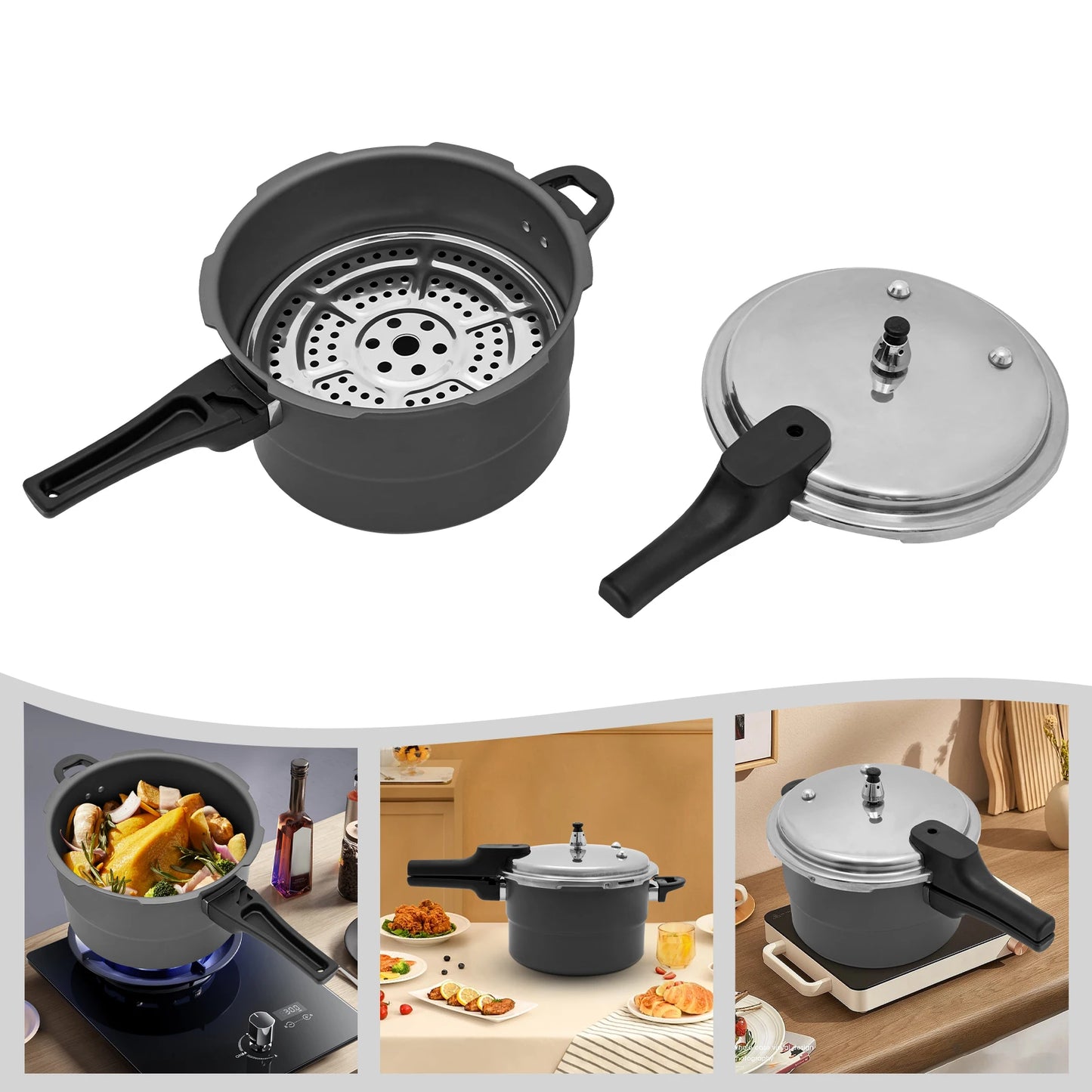 7L 24CM 80Kpa Ultra Wear-Resistant Medium Ratio Double Bottom Pressure Cooker Aluminum Alloy Pressure Cooker For Cooking Stewing.