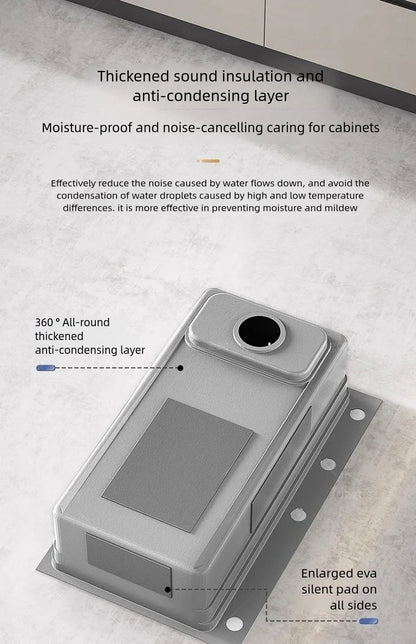 Black 304 Stainless Steel Kitchen Sink Household Multifunction Wash Dish and Vegetables Basin Large Single Slot Undermount Basin