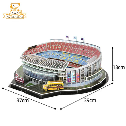 3D Football Stadium Puzzle Paper Model Architecture Kit Adult Kids Craft Building Toy Home Decor Gift Jigsaw Collectible Play.