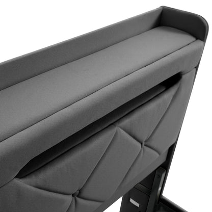 KOMHTOM Doppelbett Leinen, mit USB und Typ C-Port, 360-Surround-LED-Funktion, Hydraulischer Stauraum, ohne Matratze