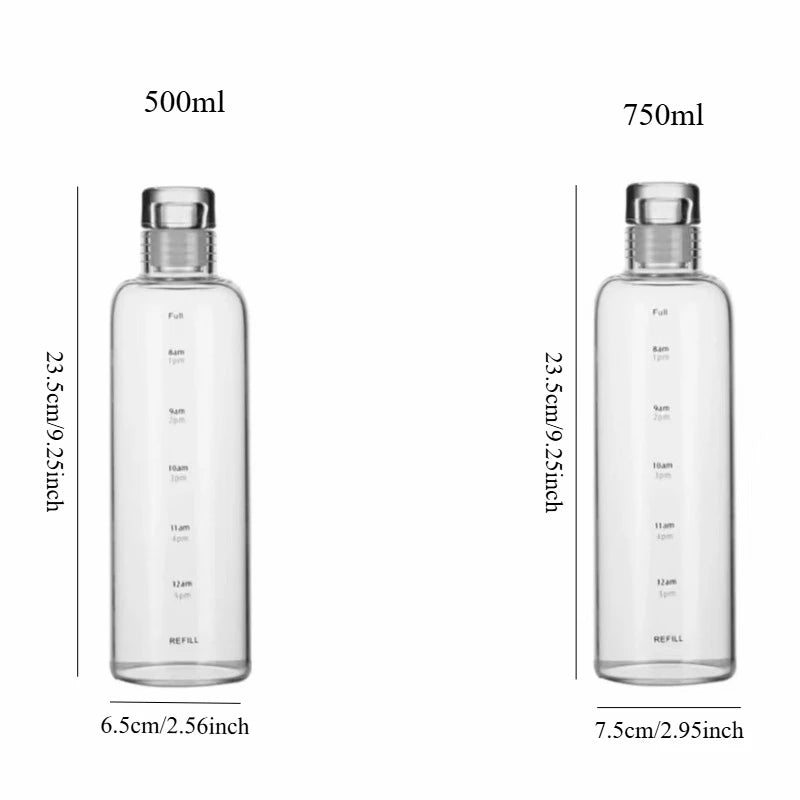 Transparent Plastic Water Bottle Time Marker Creative Large Capacity Leakproof Milk Cup Drinkware Kid School Gym Sport.