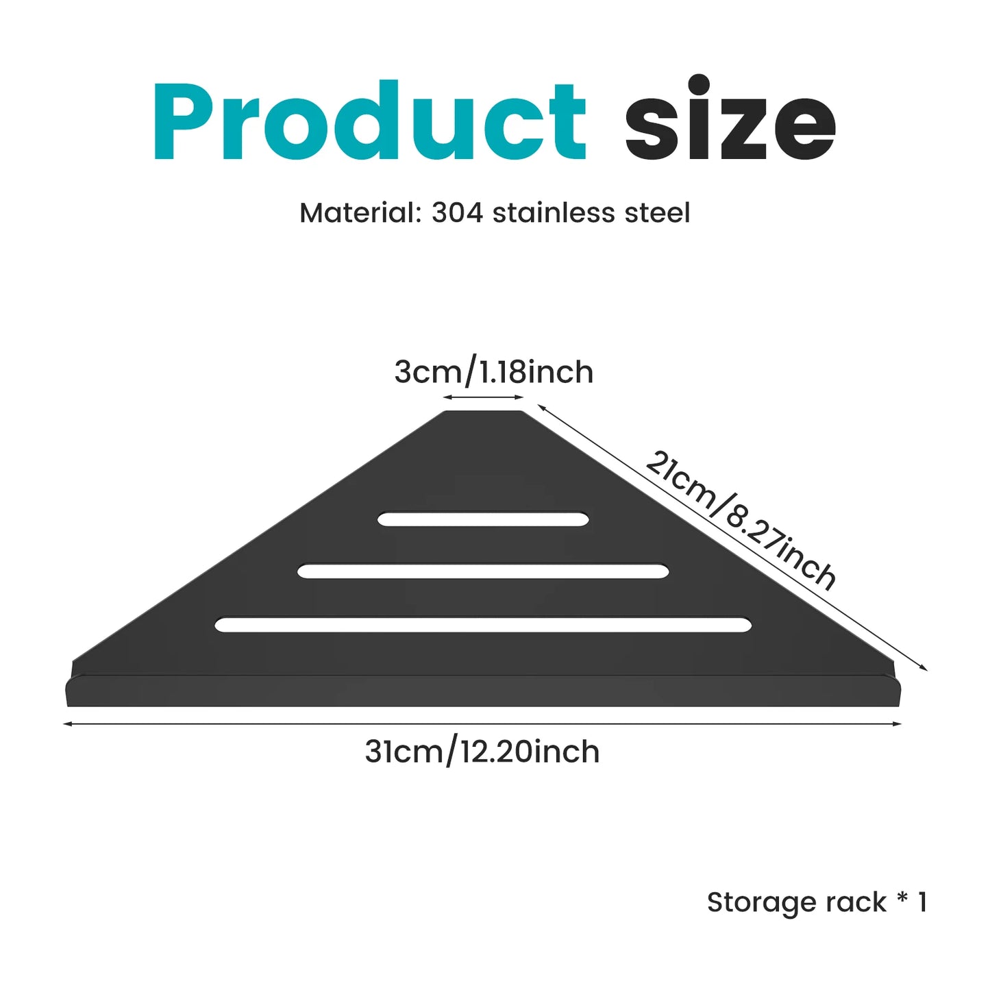 Wandmontiertes Eckregal für die Dusche, ohne Bohren, Eckshampoo aus Edelstahl 304, Körperwäsche, Aufbewahrungsorganisator für Badezimmer, Glasregal