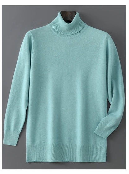 2025 Autumn/Winter High Collar Men's 100% Pure Wool Stylish Youth Loose Knitted Outerwear Flip Collar Casual Base Men's Sweaters.