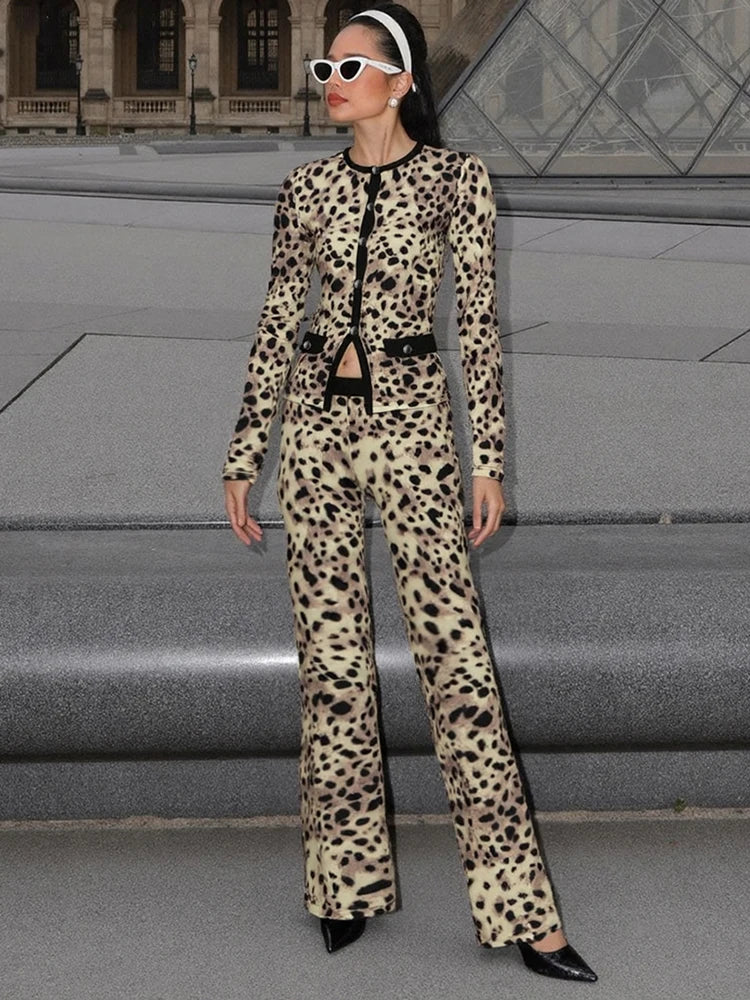 Sisterlinda Classic Street 2 Piece Set Autumn Daily Panelled Trim Full Sleeve Single Breasted Tops+Slim Pants Female Casual Suit