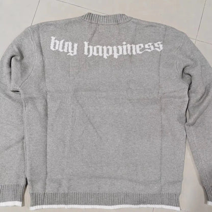 European American autumn and winter round neck gray knitted sweater popular pattern Y2K pullover warm men and women's clothes.