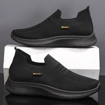 Men Walking Shoes Knit Mesh Breathable Sneakers Lightweight Sneakers Slip-on Mens Casual Shoes Fashion Comfort.